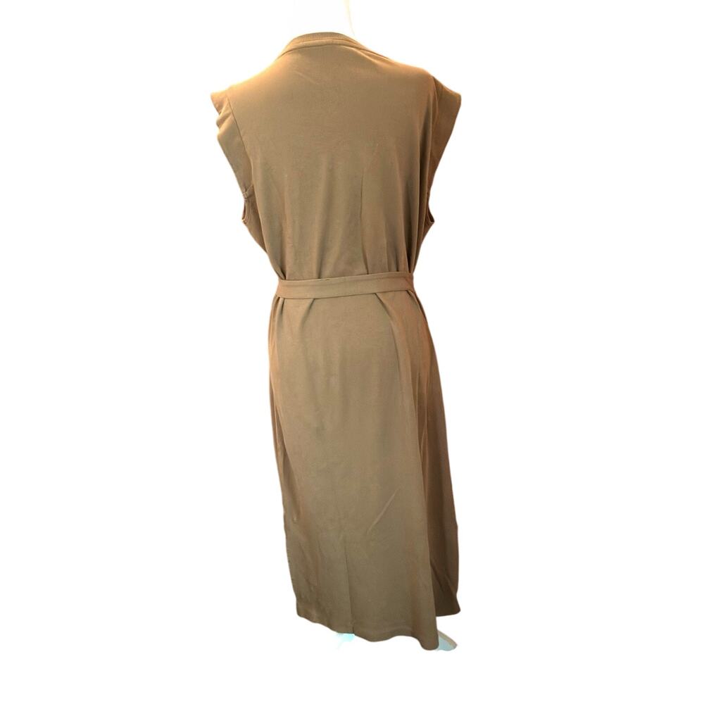 Haven Well Within Midi Dress Lg Interlock Cap Sleeve Belted Granola Minimalist - Picture 6 of 7